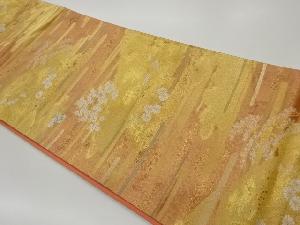 山並みに鳳凰・花々模様織出し袋帯